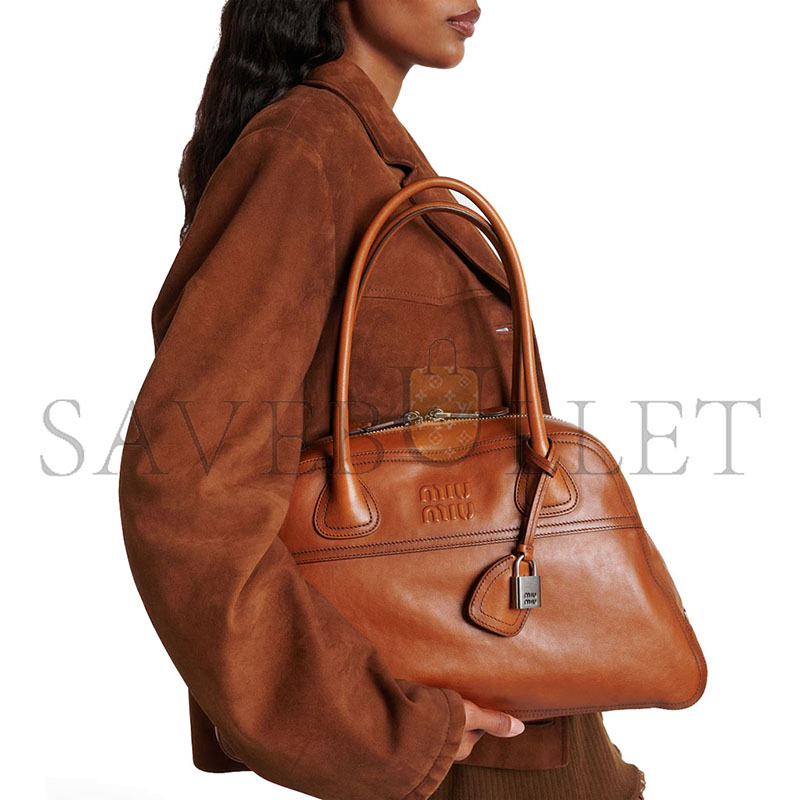 MIU MIU VIVANT LEATHER BOWLING BAG 5BB196 (40*24*13cm)